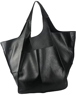 KlaOYer Oversized Leather Tote Bag Huge Capacity Work Hobo Pu Leather Bucket Purse And Handbag La... | Amazon (US)