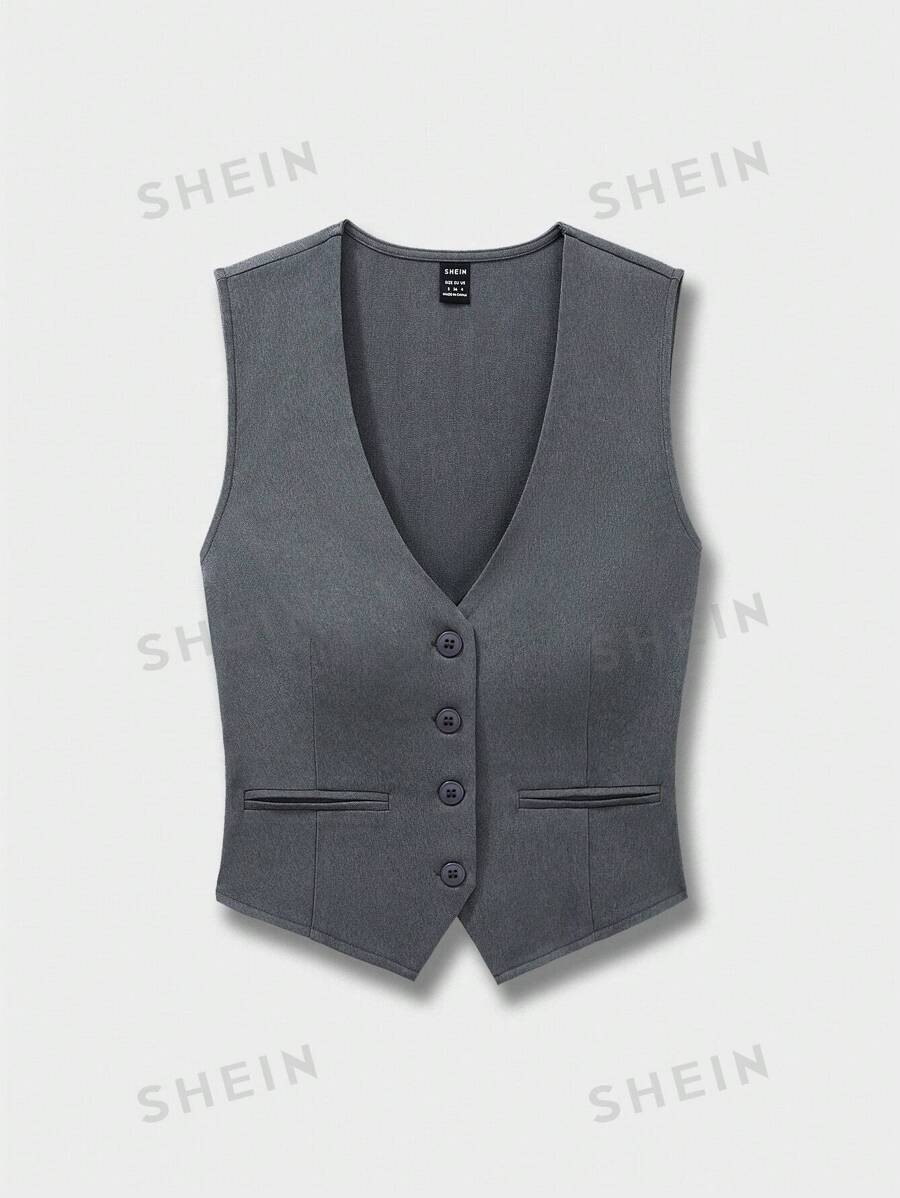 SHEIN MOOSTA Slim Fit Solid Color Summer Casual Waistcoat | SHEIN