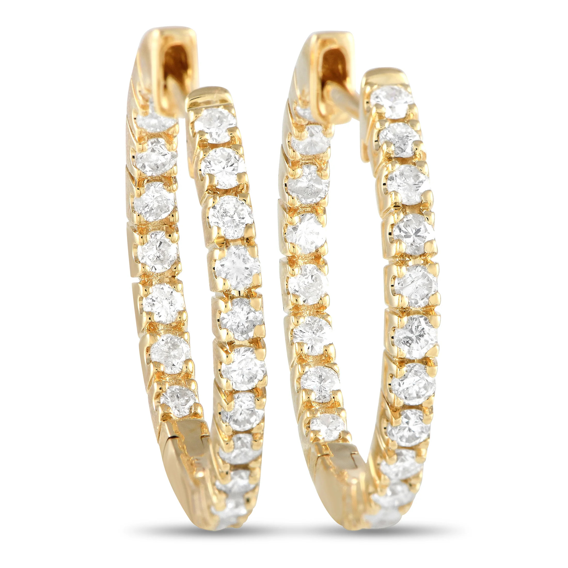 LB Exclusive 14K Yellow Gold 0.81ct Diamond Inside-Out Hoop Earrings | Shop Simon