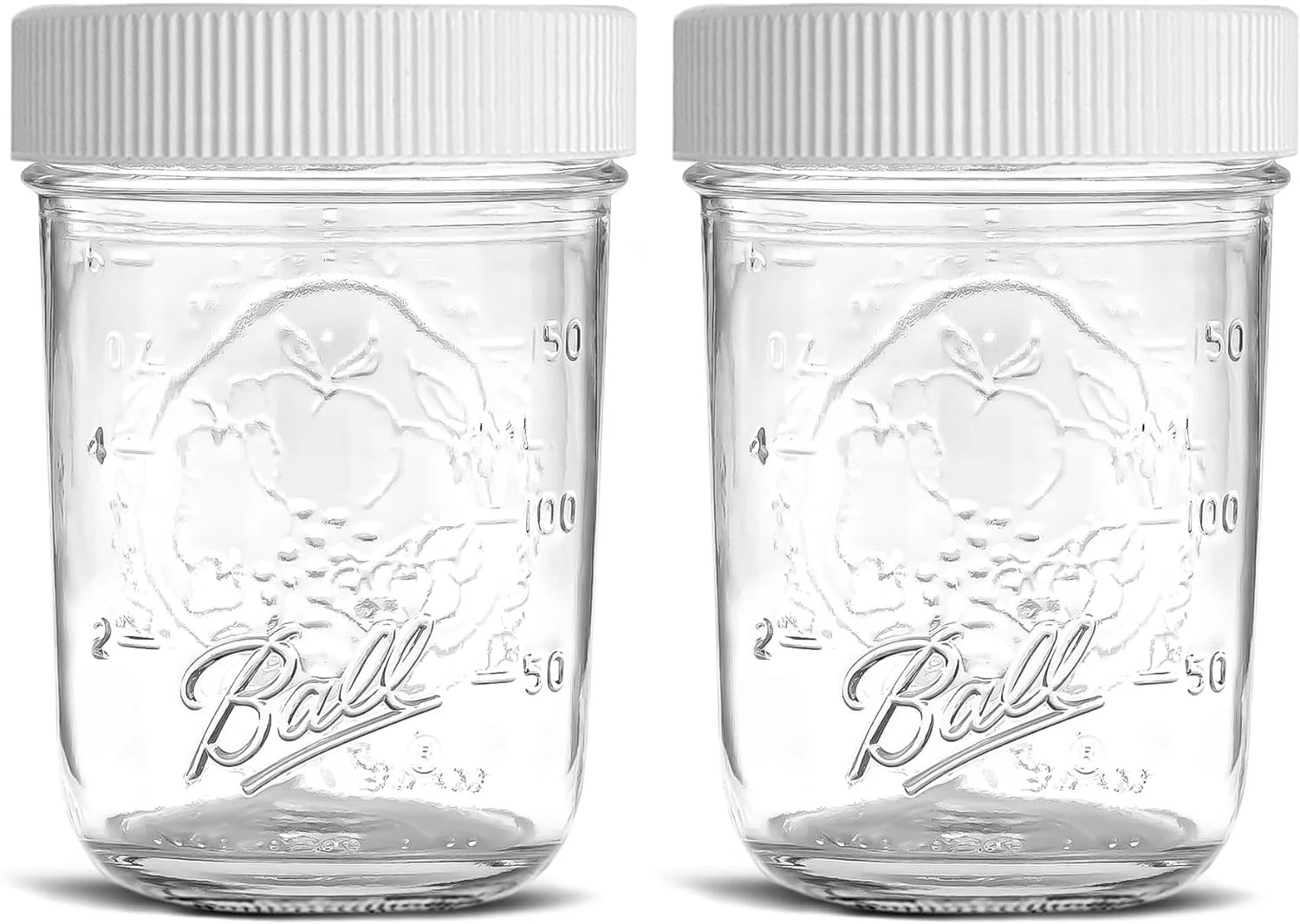 Regular Mouth Mason Jars 8 oz - (2 Pack) - Ball Regular Mouth Half Pint 8-Ounces Mason Jars with ... | Walmart (US)