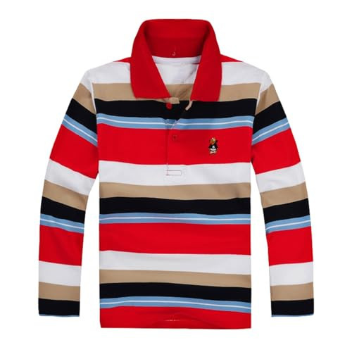 Boys Polo Shirts Kids School Uniform T-Shirts Striped Long Sleeve Performance Golf Shirts Active Pullover Tops Clothes 3-14Y | Amazon (US)