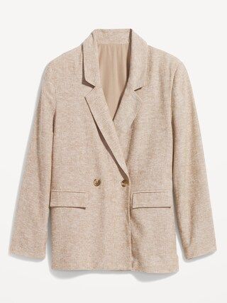 Double-Breasted Linen-Blend Suit Blazer for Women | Old Navy (US)