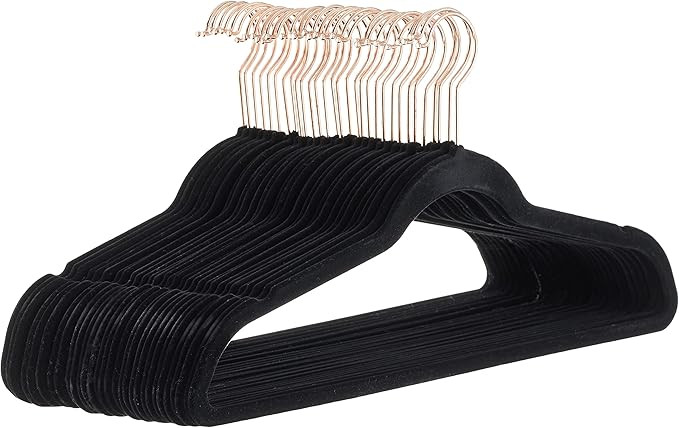 Amazon Basics Slim Velvet Non-Slip Space Saving Sturdy Suit Clothes Hangers, Closet Organizer, Bl... | Amazon (US)