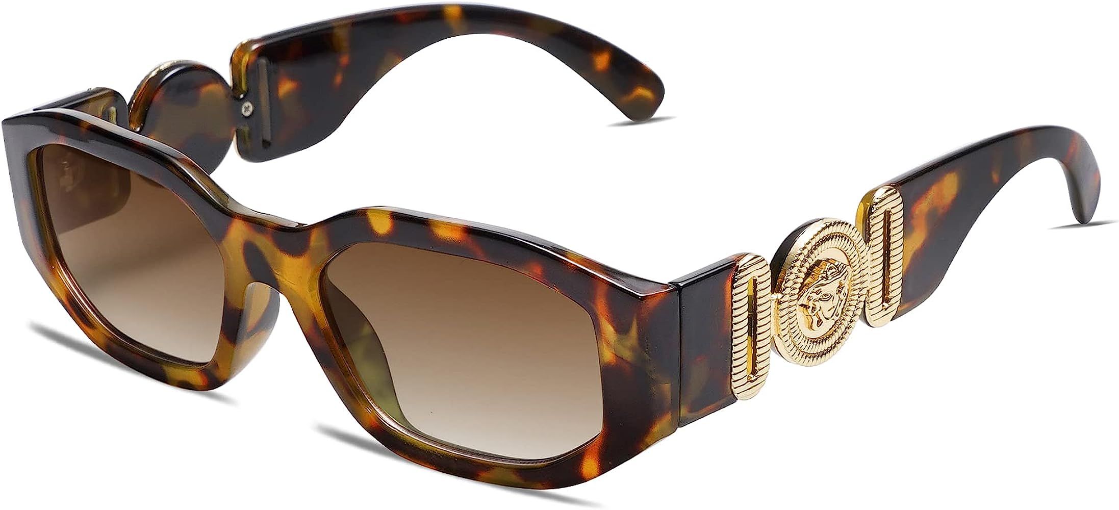 VANLINKER Trendy Irregular Rectangle Sunglasses UV Protection hexagon Horned Rim Thick Fashion Sh... | Amazon (US)
