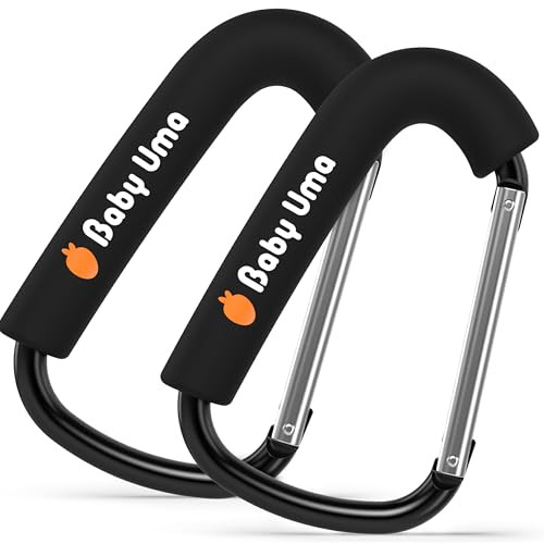 Baby Uma XL Carabiner Clips Heavy Duty (2 Pack) - Universal Stroller Hooks, Carry 11 lbs per Large Carabiner Clip, Stroller Clips and Hooks, Carabiner Large, Stroller Accessories for Mom | Amazon (US)