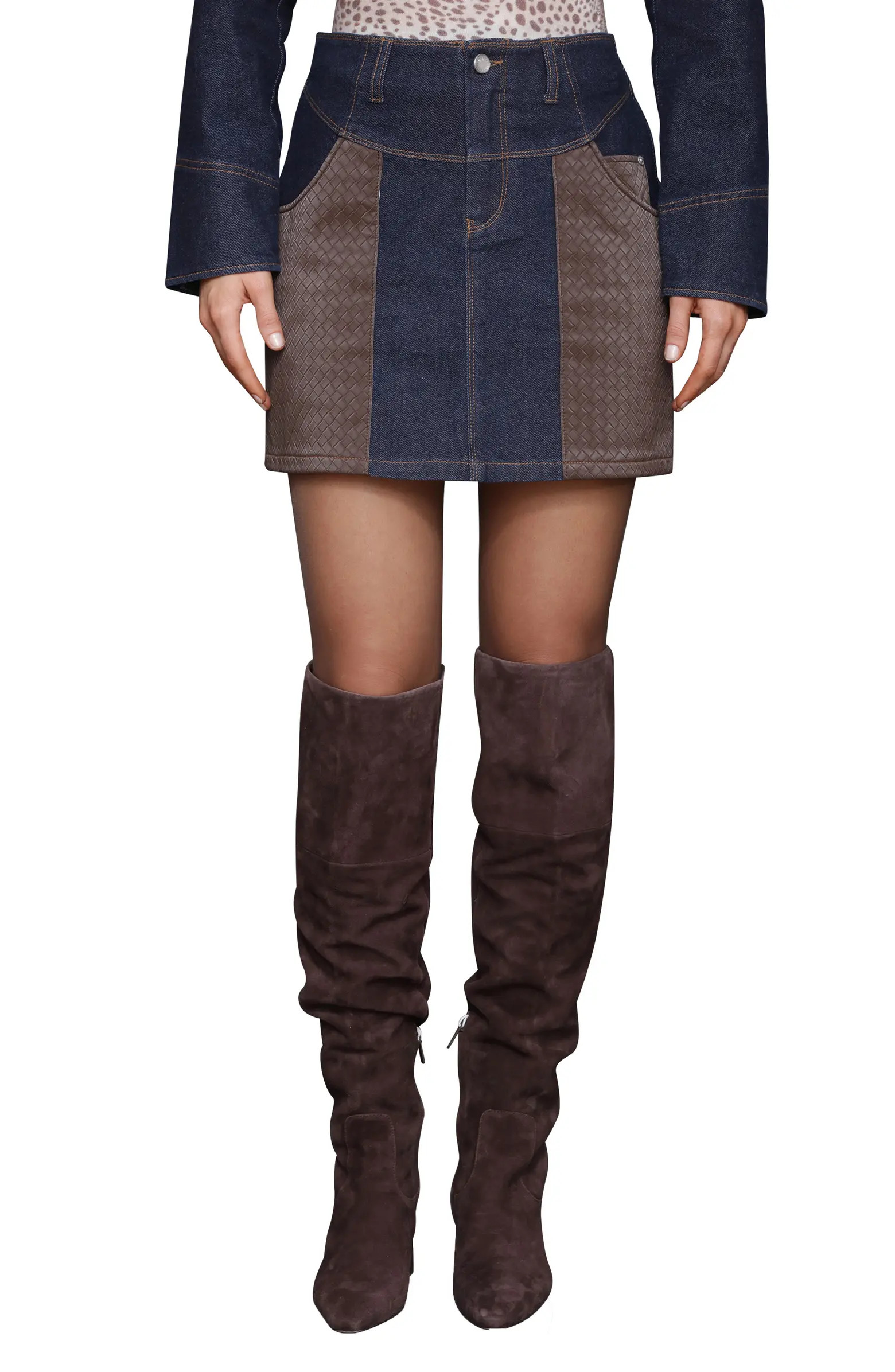 Avec Les Filles Combo Western Miniskirt | Nordstrom | Nordstrom