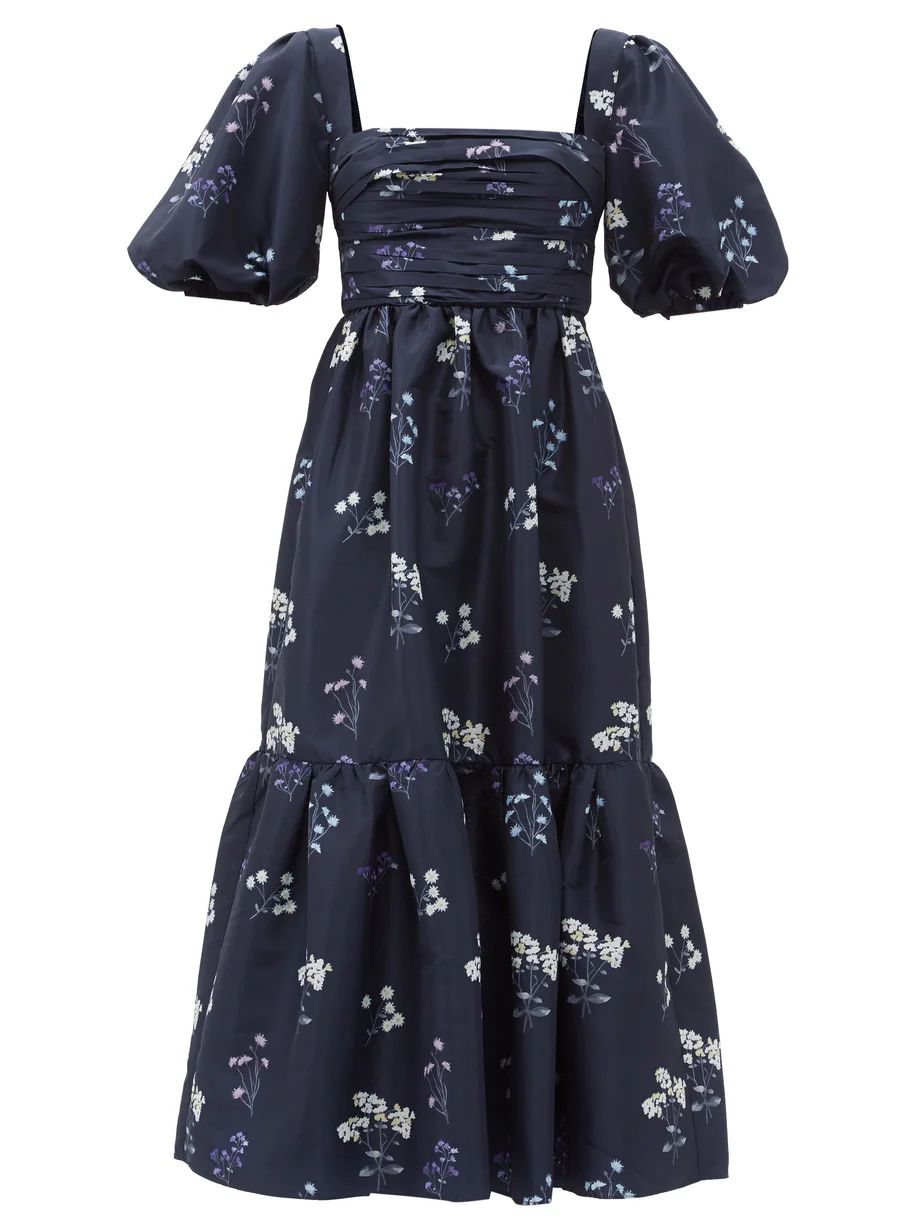 Puff-sleeve floral-print taffeta dress | Matches (UK)