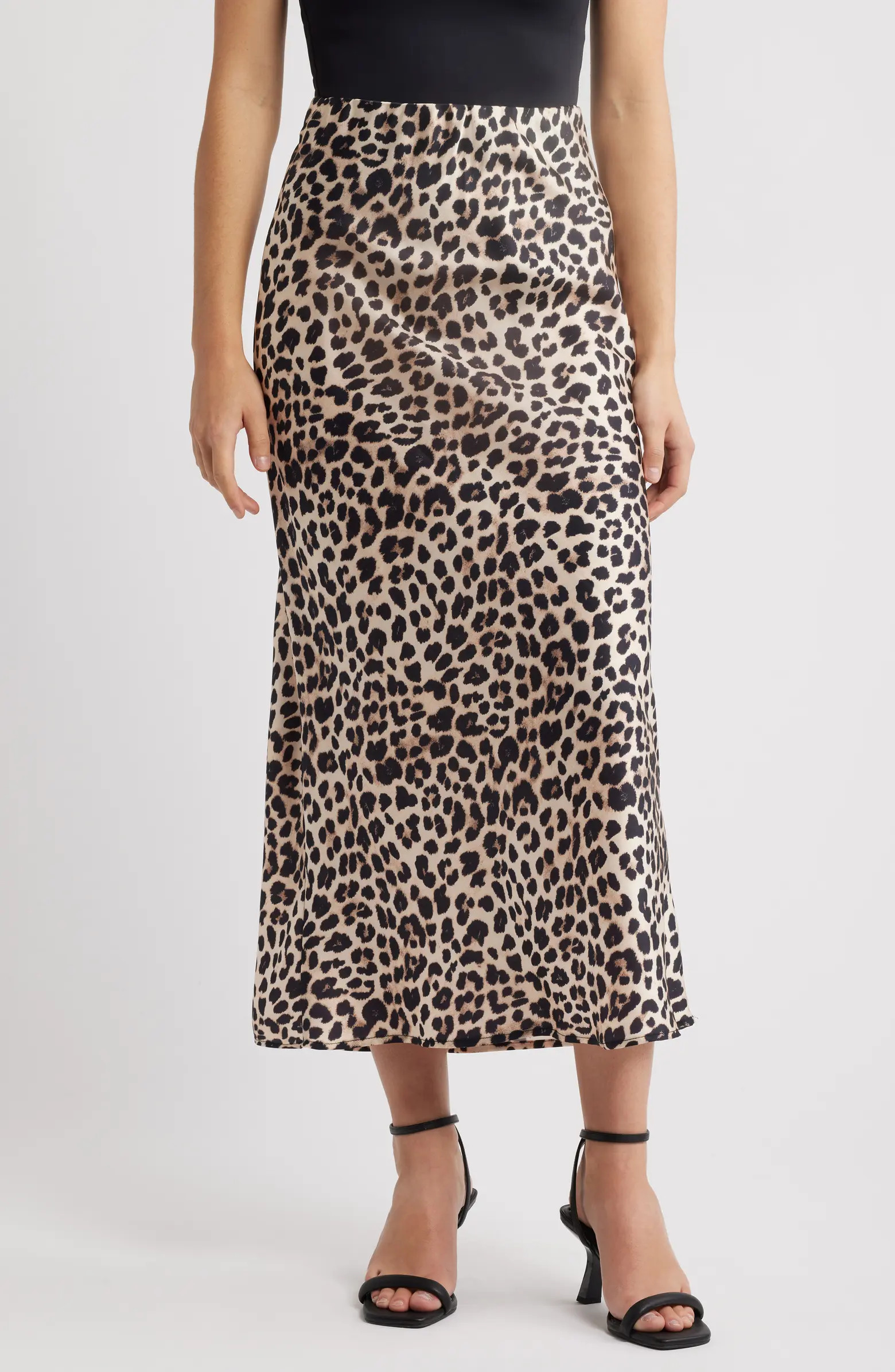 Ione Leopard Print Satin Slip Skirt | Nordstrom