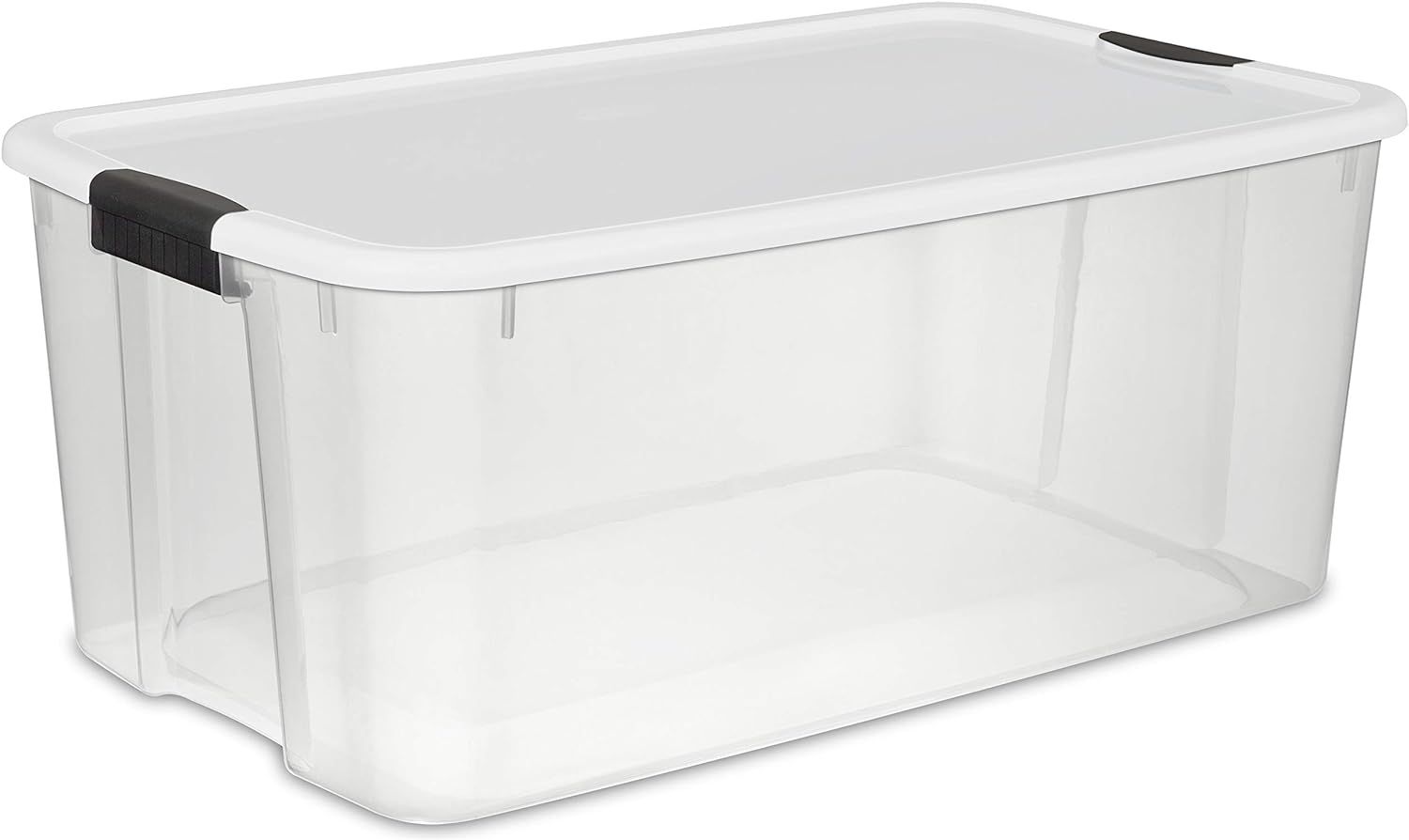 Sterilite 19909804 116 Quart/110 Liter Ultra Latch Box, Clear with a White Lid and Black Latches,... | Amazon (US)