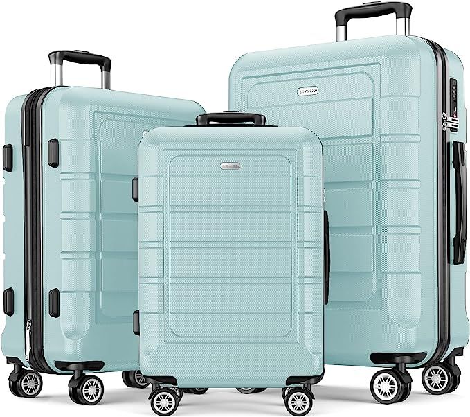 SHOWKOO Luggage Sets Expandable PC+ABS Durable Suitcase Double Wheels TSA Lock Mint Green­ | Amazon (US)