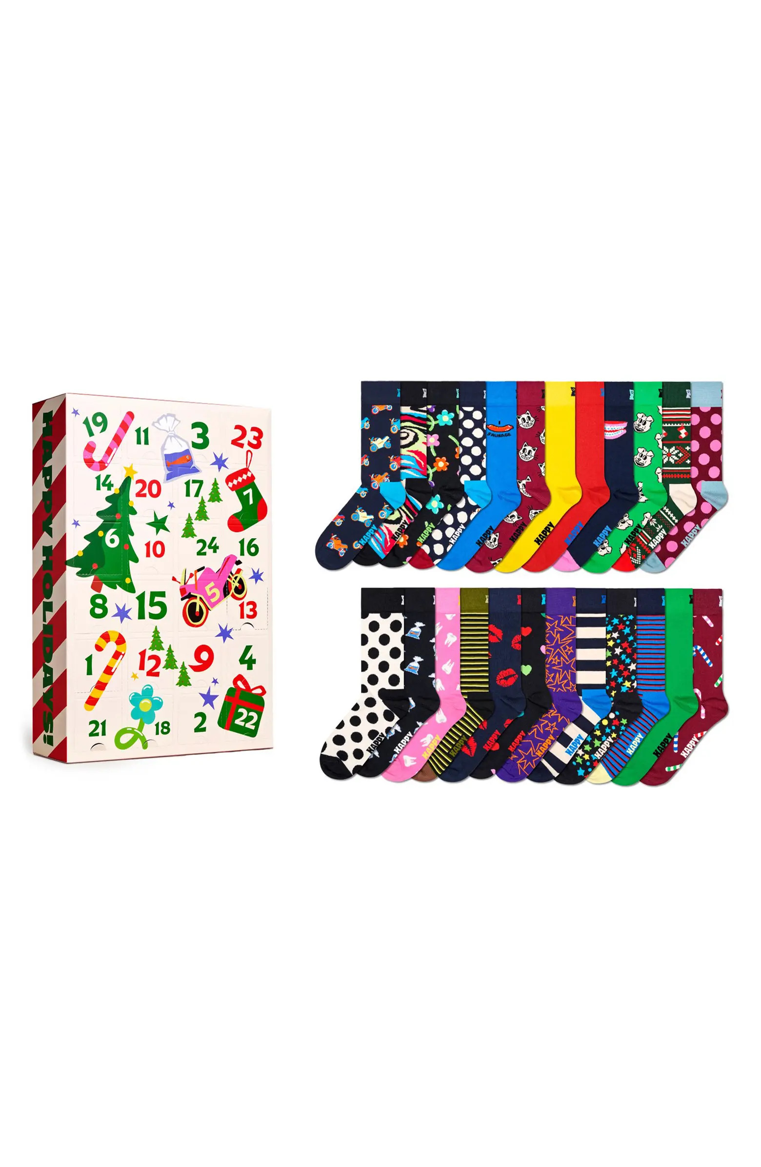 Happy Socks Assorted 24-Pack Advent Calendar Crew Socks Gift Set | Nordstrom | Nordstrom