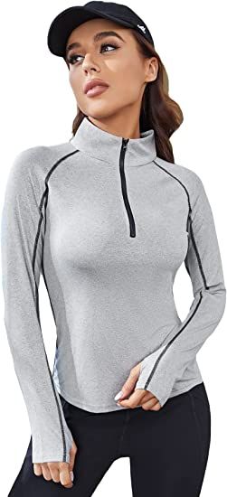 SOLY HUX Women's Sports Sweatshirt Long Sleeve Half Zip Workout Yoga Shirts with Thumb Holes | Amazon (US)