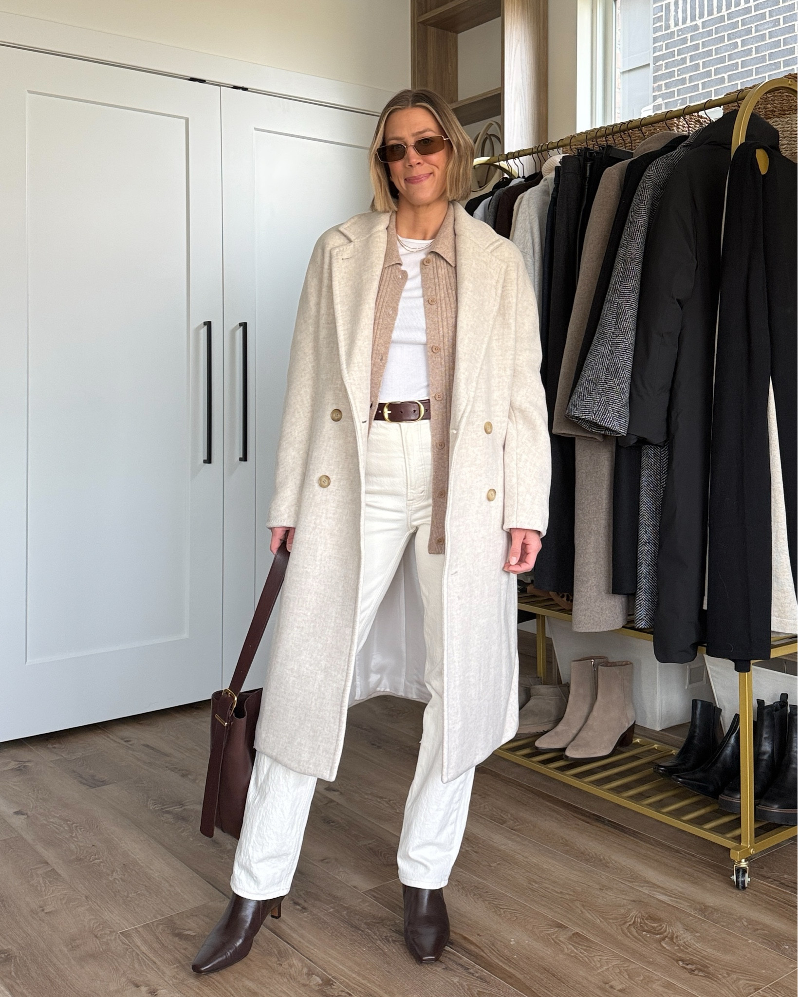 Wearing small long sleeve, small cardigan, 26/regular jeans, small belt, XS wool coat, boots tts 

#LTKFindsUnder50 #LTKFindsUnder100 #LTKStyleTip