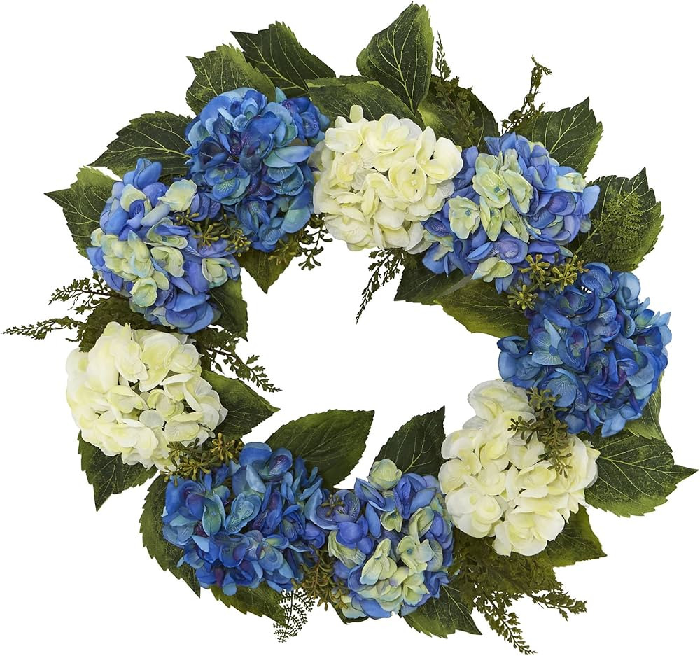 Nearly Natural 4223 Hydrangea Wreath, 24" | Amazon (US)