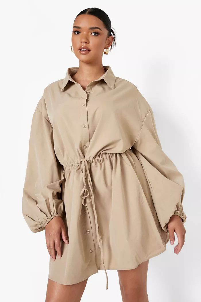 Plus Oversized Sleeve Shirt Dress | boohoo (US & Canada)