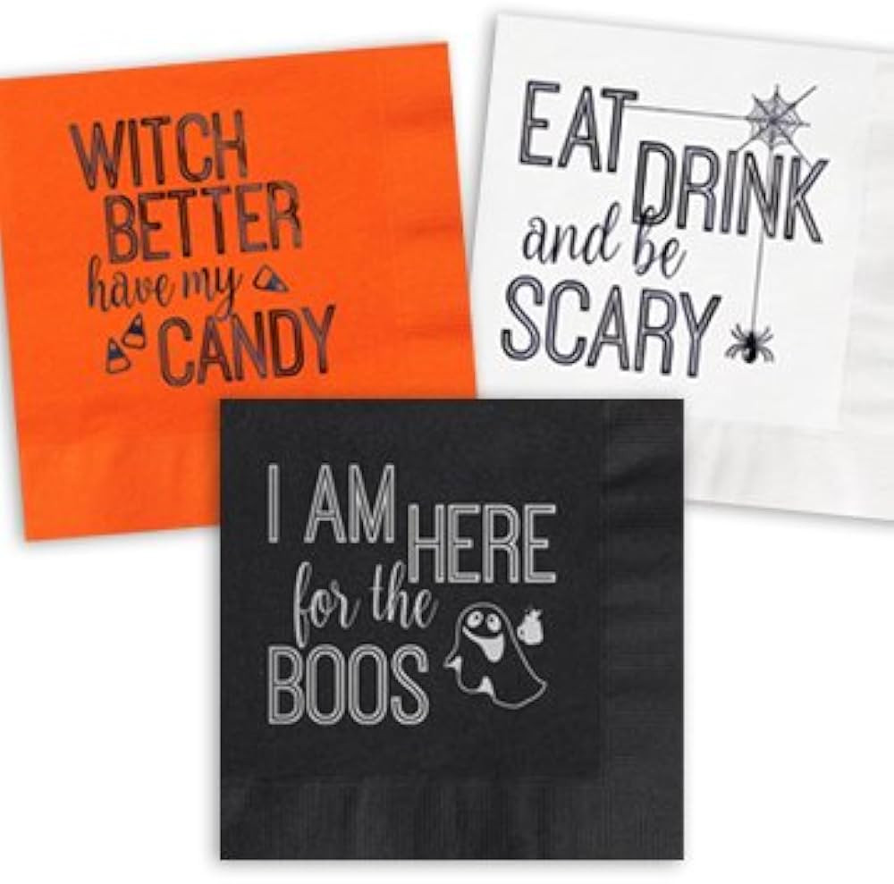 Spooktacular Halloween Cocktail Napkins / 30 Fall Beverage Napkins / 3 Spooky Autumn Holiday Napk... | Amazon (US)