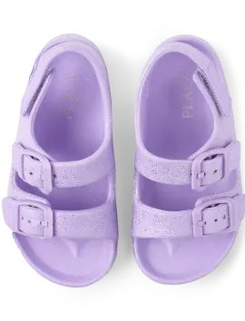 Toddler Girls Glitter Buckle Slides - purple | The Children's Place