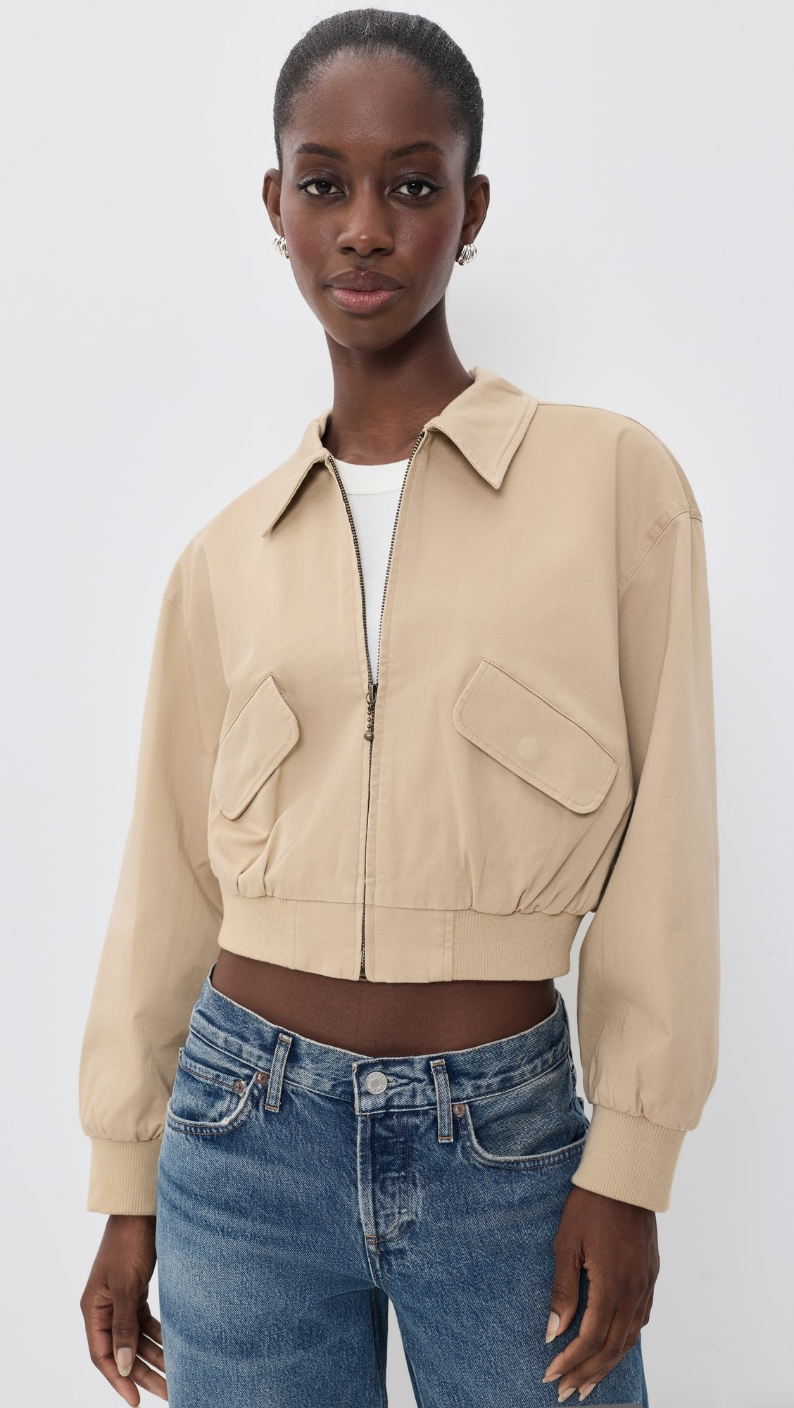 Good American The Twill Cropped Bomber Jacket | Shopbop | Shopbop