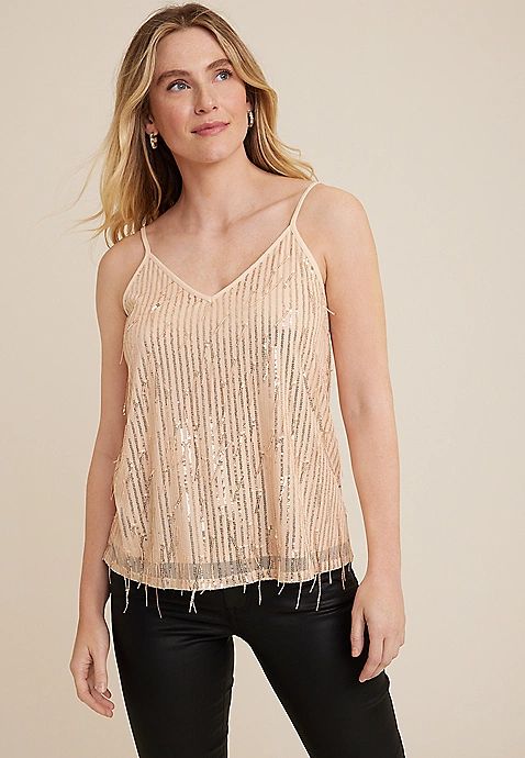 Sequin Fringe Cami | Maurices