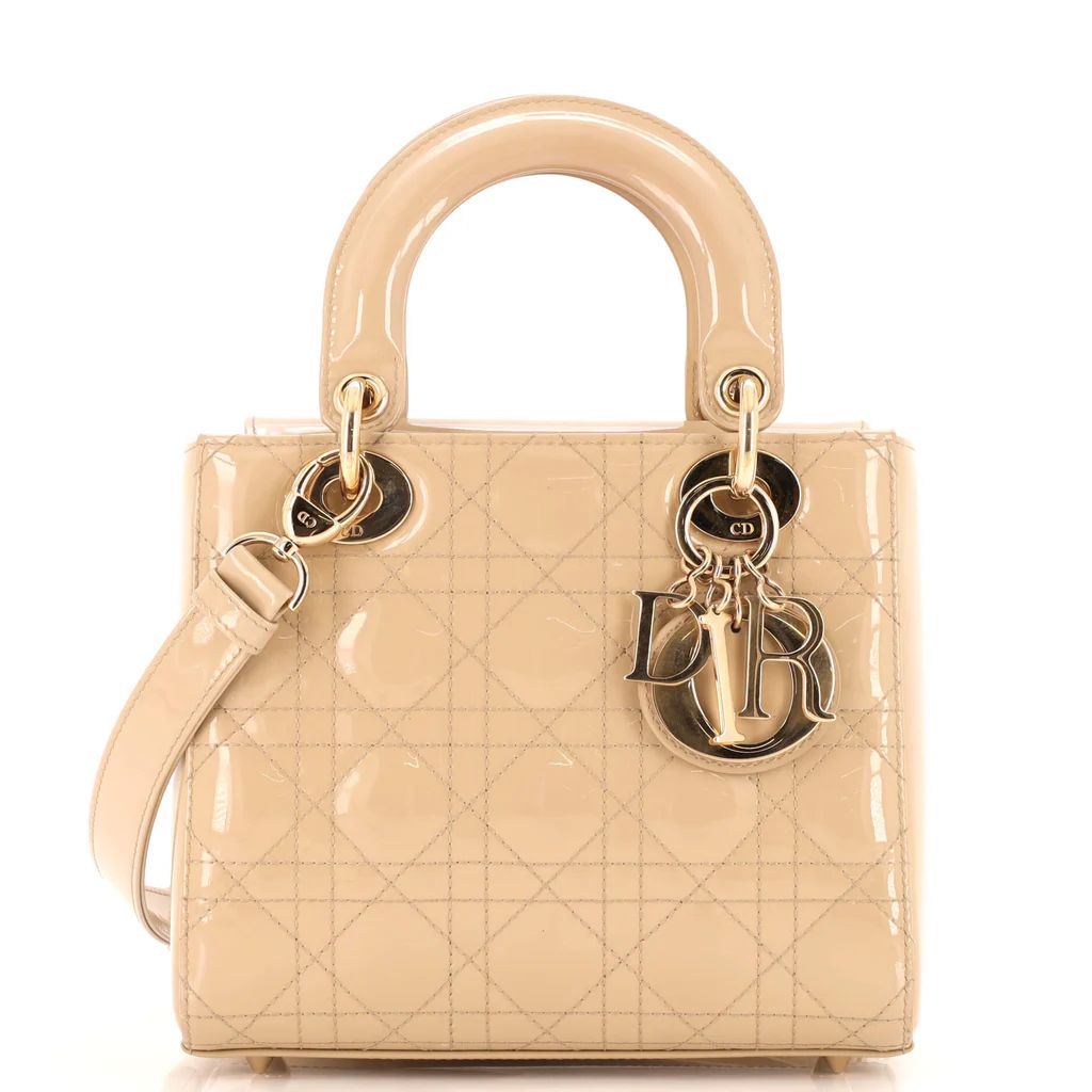 Christian Dior Lady Dior Bag Cannage Quilt Patent Small Neutral 2775781 | Rebag