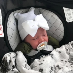 Newborn Hospital Hat, white with bow, baby hat, baby girl, shower gift, infant girl, hat with bow... | Etsy (CAD)