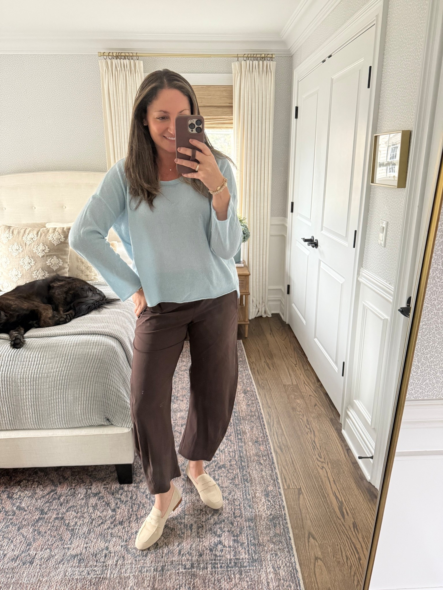 Today’s OOTD! The most incredible pants from Ruti (you can use code 15MICHELLE for 15% off!), a lightweight cashmere sweater from Maeve and Anthropologie and my Cole Haan ballet flats! 

#LTKootd #LTKmomlife #LTKFindsUnder100