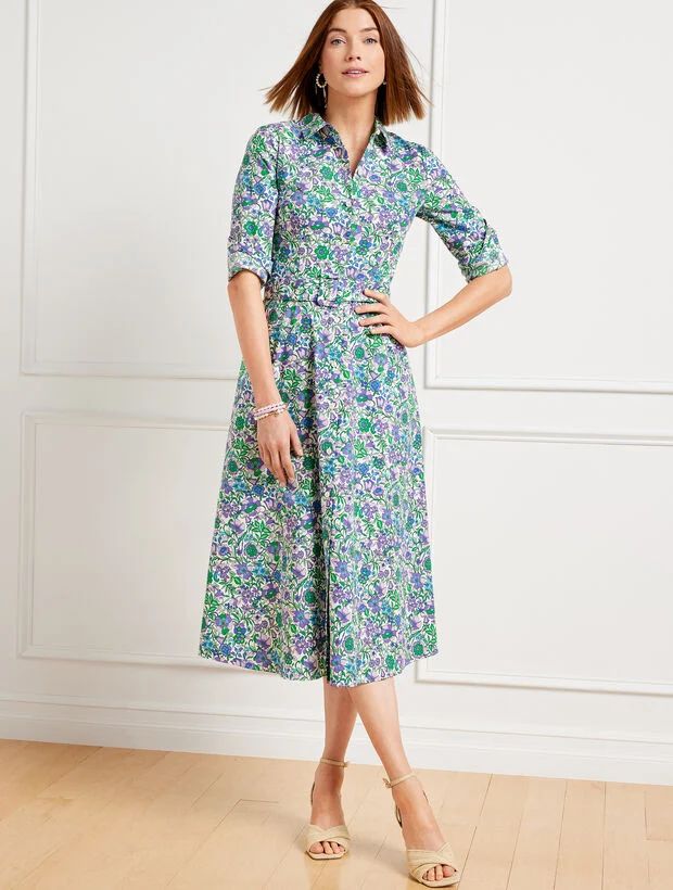 Fit & Flare Poplin Shirtdress - Spring Fleur | Talbots