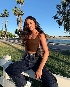 OLCHEE Womens 3 Pack Crop Tank Tops Basic Seamless Ribbed Sleeveless Square Neck Workout Top Summ... | Amazon (US)