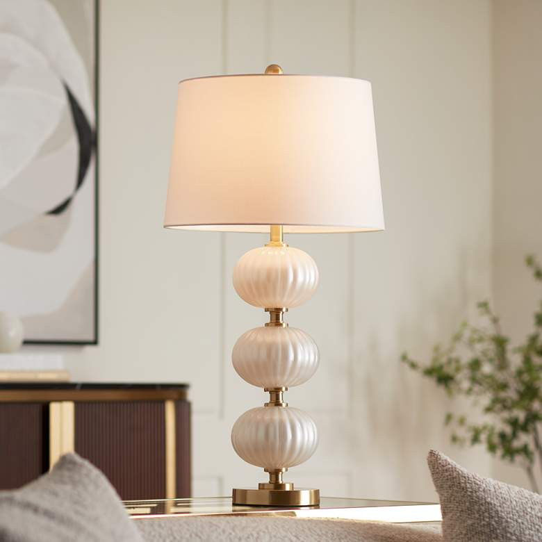 Possini Euro Grace 30" High Pearl Fluted White Glass Table Lamp | Lamps Plus