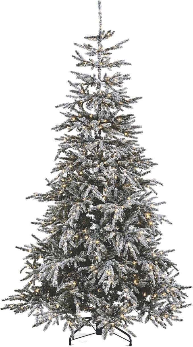 NOMA 7 Ft. Pre-lit Flocked Artificial Pine Christmas Tree with 650 Warm White LED Bulbs | 2527 Ti... | Amazon (US)