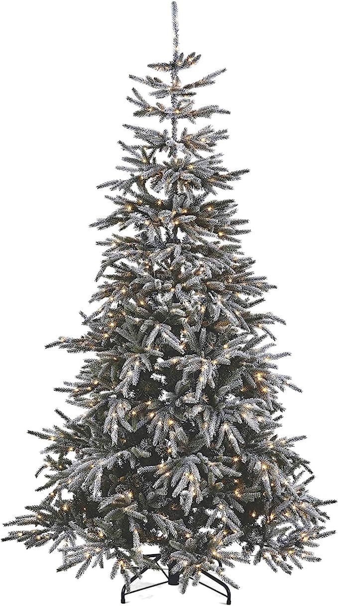 NOMA 7 Ft. Pre-lit Flocked Artificial Pine Christmas Tree with 650 Warm White LED Bulbs | 2527 Ti... | Amazon (US)