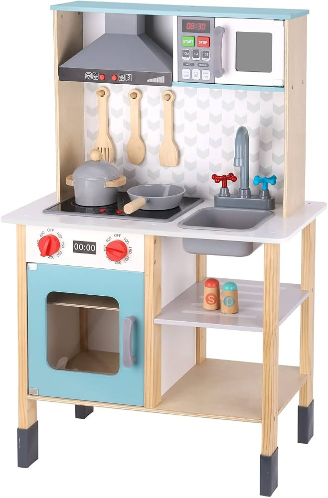 TOOKYLAND Wooden Play Kitchen Set - Pretend Cooking Playset with Lights and Sounds; Toy Oven, Sto... | Amazon (CA)