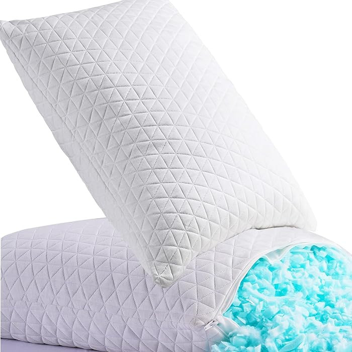 KEYOOHOME Shredded Memory Foam Pillows for Sleeping,Bed Pillows Queen Size Set of 2 Pack Cooling ... | Amazon (US)