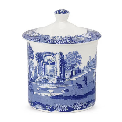 Spode Blue Italian Porcelain Kitchen Storage Jar - 7.5 Inch Airtight Food Container with Decorative Countryside Scene | Target