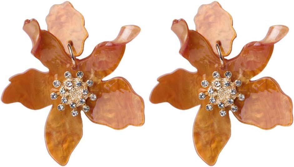 Miweel Bohemian Luxury Oversize Resin Big Flower Earrings For Women Stainless Steel Crystal Jewel... | Amazon (US)