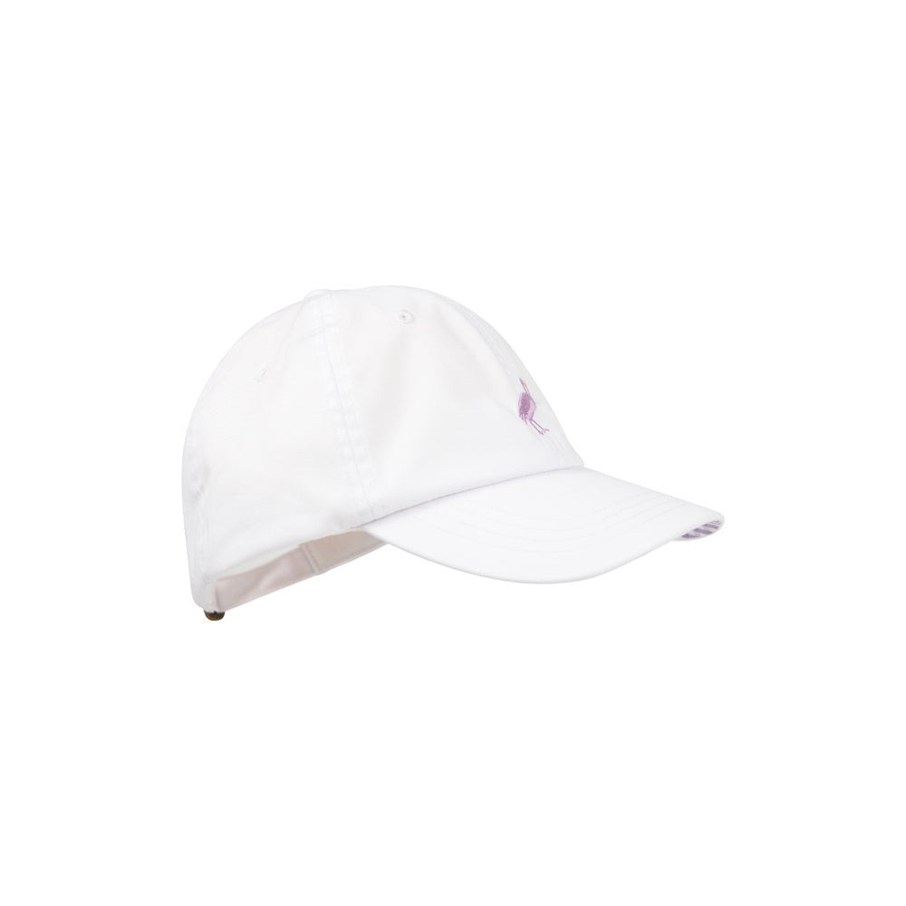 Covington Cap - Worth Avenue White with Lauderdale Lavender Gingham & Lauderdale Lavender Stork | The Beaufort Bonnet Company