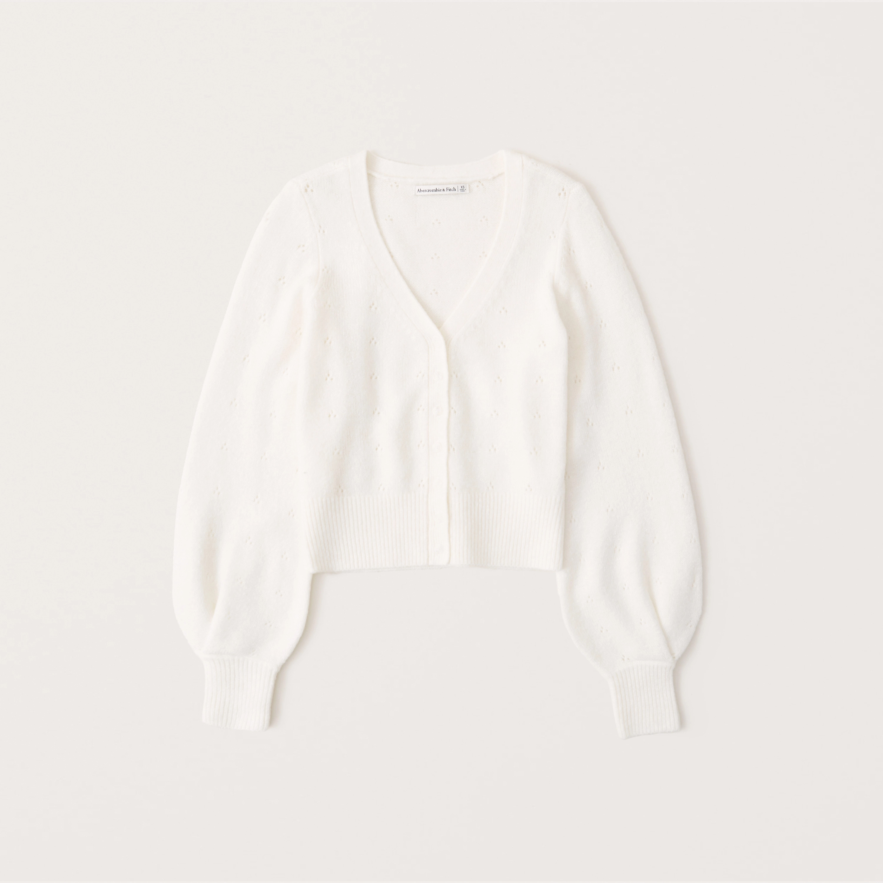 Pleated Sleeve Cropped Cardigan | Abercrombie & Fitch (US)