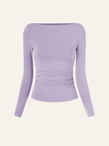 Modern Side Ruched Boatneck Brami Top - Lilac Mist | OGL
