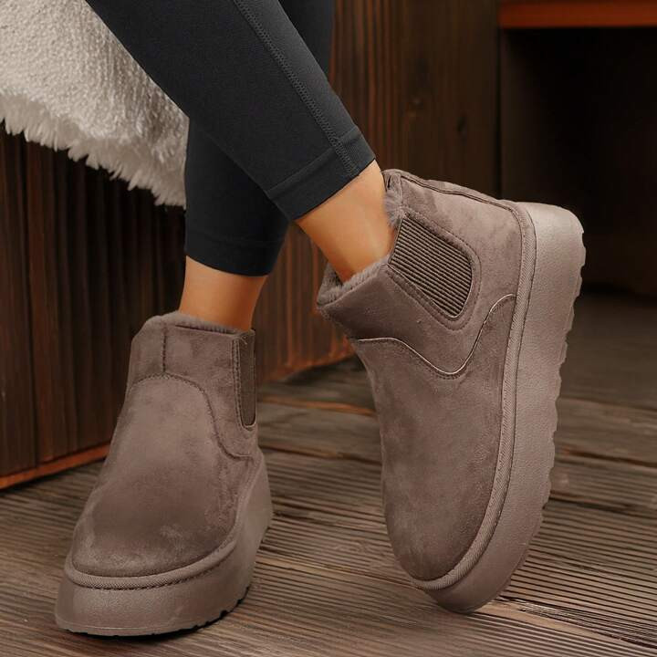 Women's Boots Suede Winter Platform Boots For Women With Fur - Warm And Stylish | SHEIN