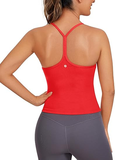 CRZ YOGA Butterluxe Womens Workout Racerback Tank Top with Built in Bra - Scoop Neck Spaghetti St... | Amazon (US)