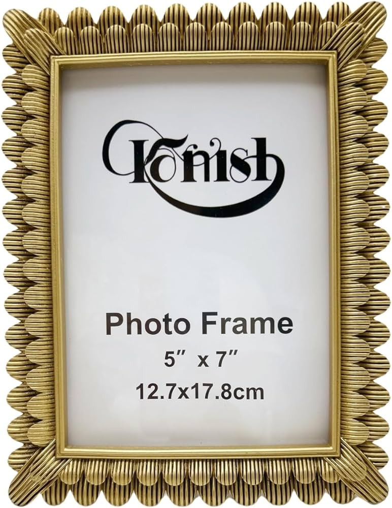 Vintage Picture Frame 5x7 Antique Brass Gold Photo Frames Baroque Art Deco with Glass Front Table... | Amazon (US)