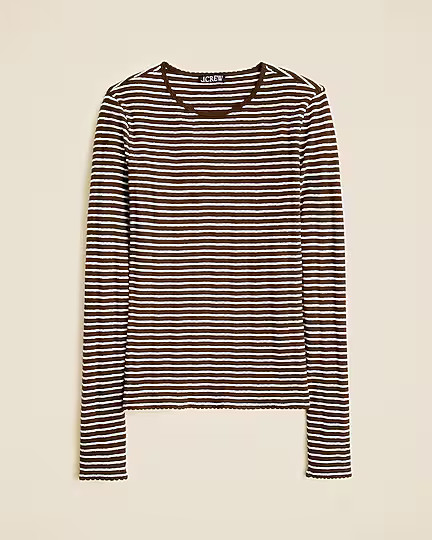 New pointelle long-sleeve T-shirt in stripe | J. Crew US