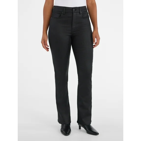 Time and Tru Women's Flare Coated Denim Pants, 30" Inseam, Size 0-20 | Walmart (US)