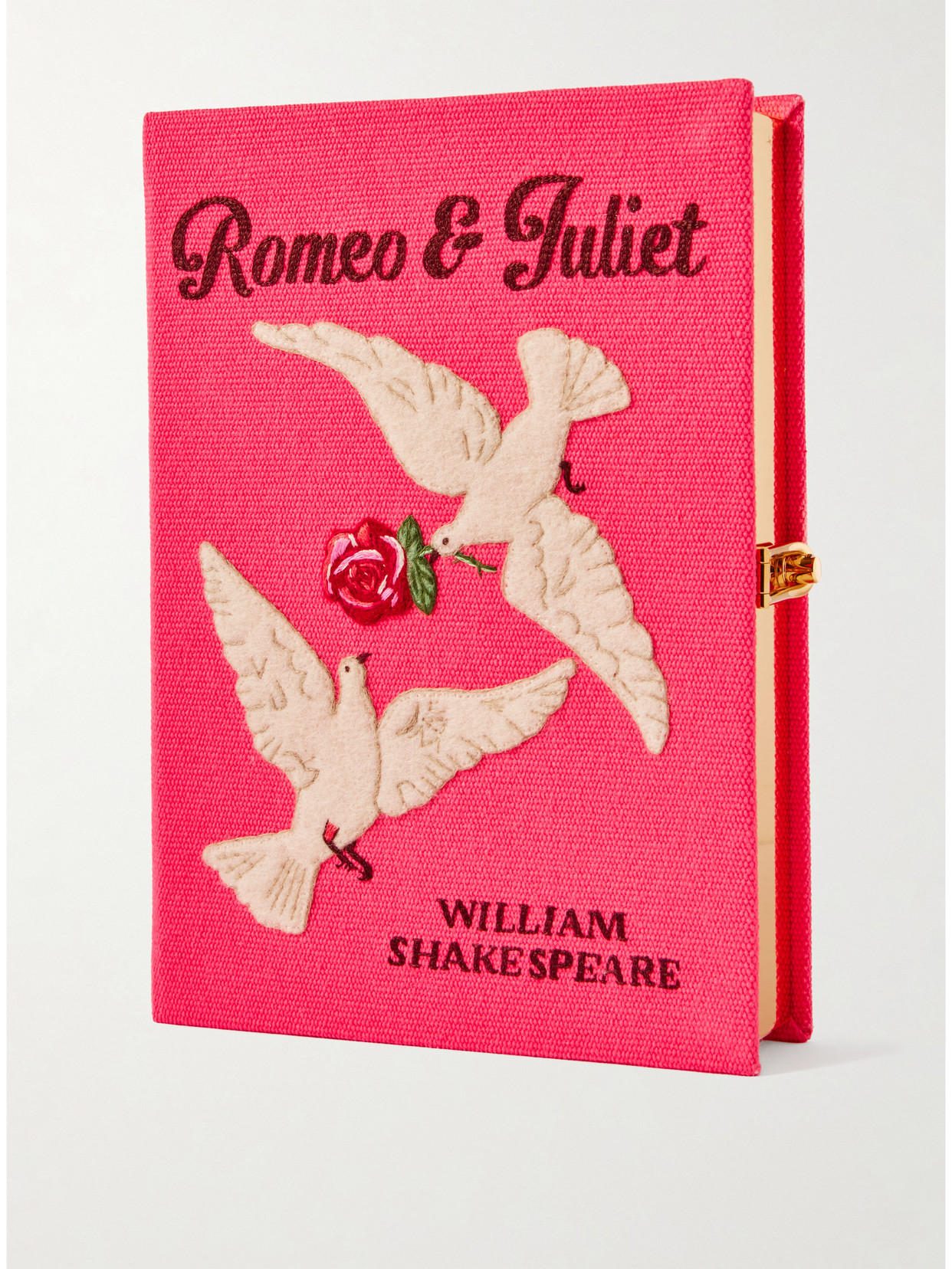 Olympia Le-Tan - Romeo & Juliet Embroidered Appliquéd Canvas Clutch - Pink | NET-A-PORTER (US)