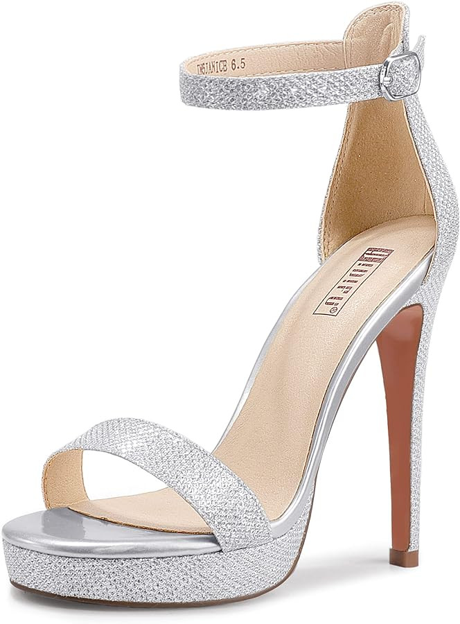 IDIFU Women's Stiletto High Heel Sandals Platform Open Toe Ankle Strap Dress Shoes for Women Brid... | Amazon (US)