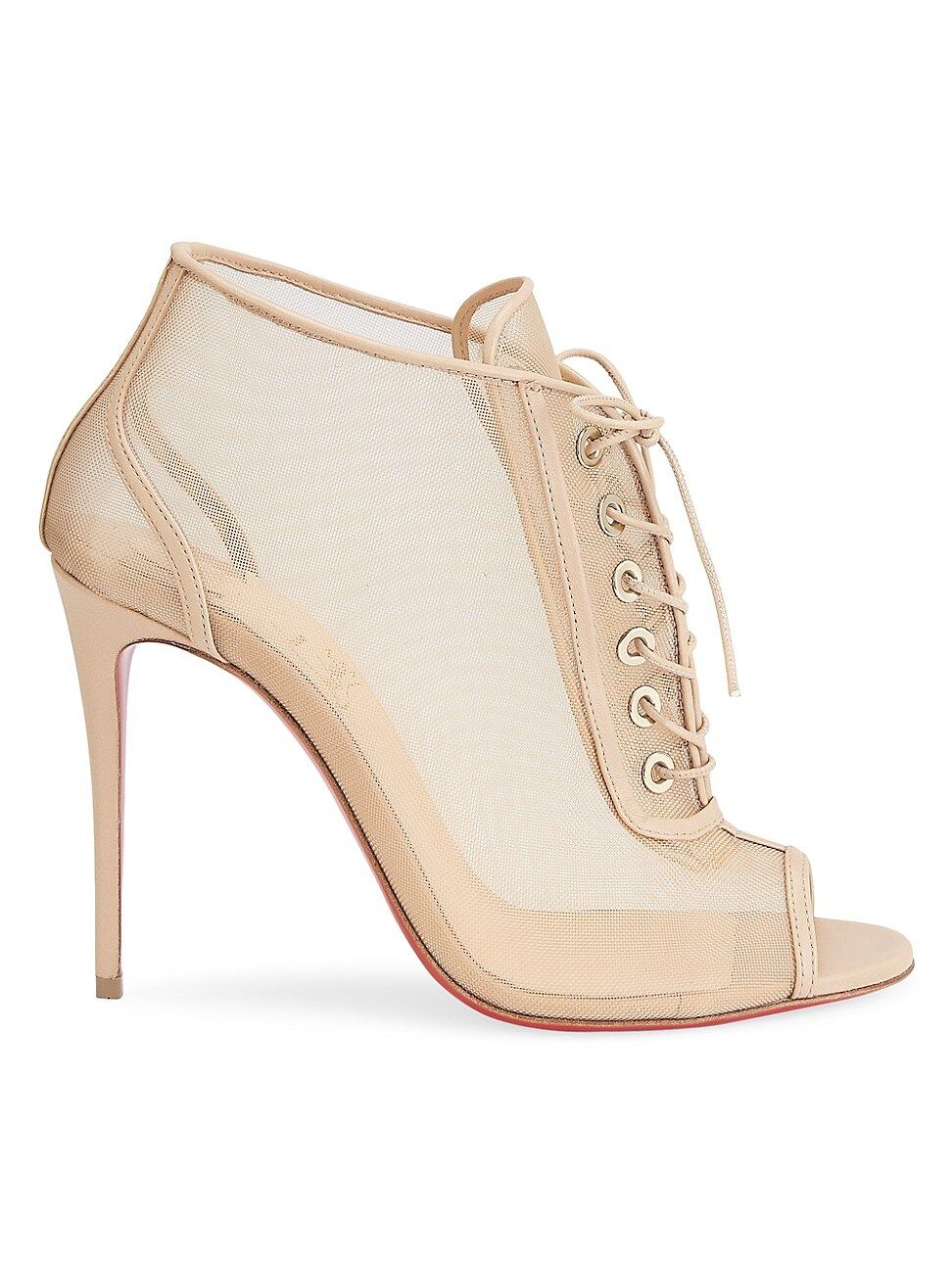 Christian Louboutin Women's Ondessa Lace-Up Mesh Peep-Toe Booties - Nude - Size 36 (6) | Saks Fifth Avenue