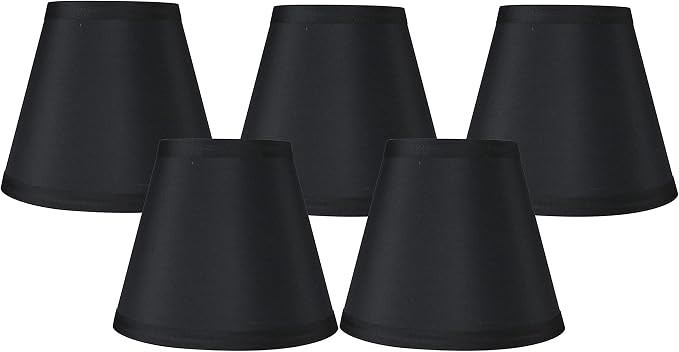 Set of 5 Black Faux Silk Clip On Chandelier Lamp Shades, 3.5-inch by 6-inch by 5-inch | Amazon (US)