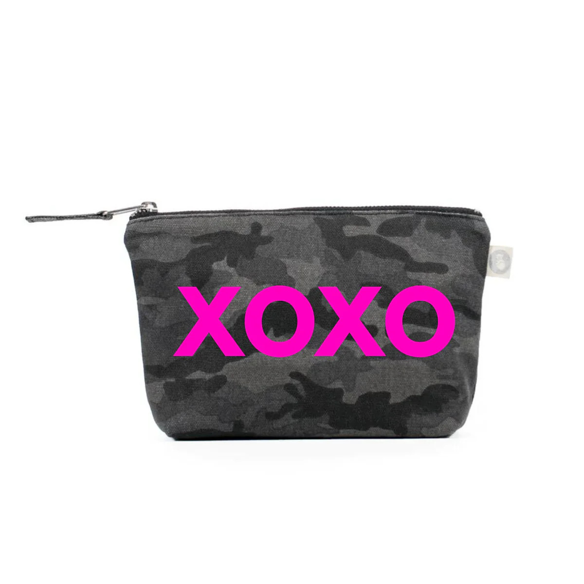 XOXO Makeup Bag Black Camo with Neon Pink Matte | Quilted Koala