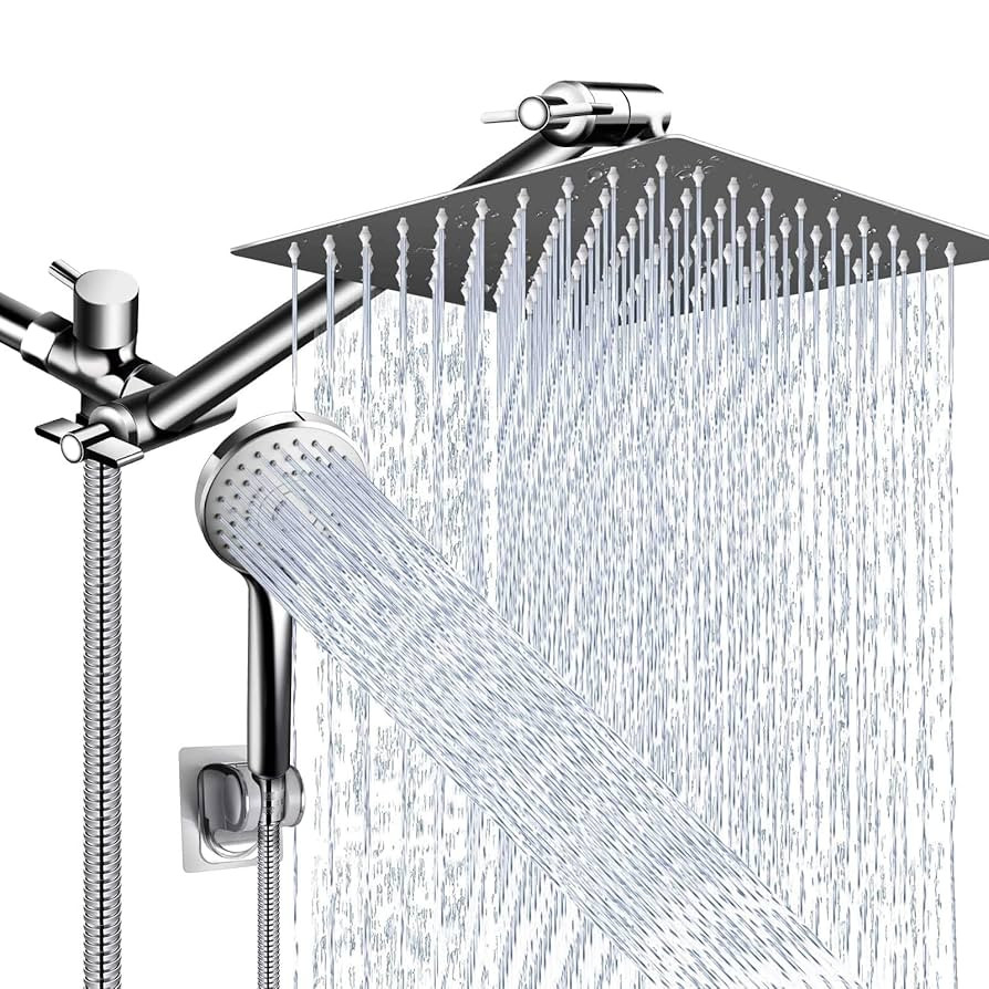 Shower Head Combo,10 Inch High Pressure Rain Shower Head with 11 Inch Adjustable Extension Arm an... | Amazon (US)