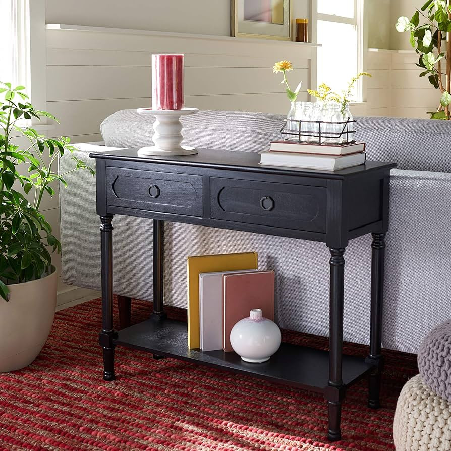 Safavieh Home Collection Allura Black 2-Drawer Bottom Shelf Console Table | Amazon (US)